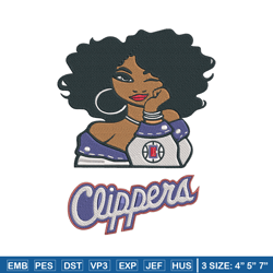 clippers girl embroidery design, nba embroidery,sport embroidery,embroidery design,logo sport embroidery