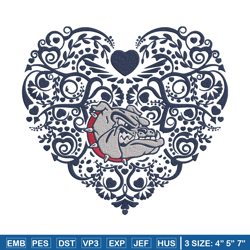 gonzaga bulldogs heart embroidery design,ncaa embroidery,sport embroidery , embroidery design, logo sport embroidery