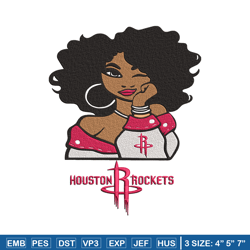 Houston Rockets girl embroidery design, NBA embroidery, Sport embroidery, Embroidery design,Logo sport embroidery.