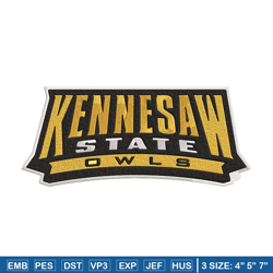 kennesaw state owls logo embroidery design, ncaa embroidery, sport embroidery, logo sport embroidery,embroidery design.