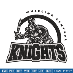 wheeling central knights embroidery design, ncaa embroidery, embroidery design, logo sport embroidery, sport embroidery