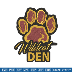 wildcats' den embroidery design, logo embroidery, sport embroidery, logo sport embroidery, embroidery design