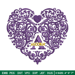 alcorn state heart embroidery design, sport embroidery, logo sport embroidery, embroidery design,ncaa embroidery