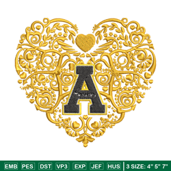 appalachian state heart embroidery design, sport embroidery, logo sport embroidery, embroidery design,ncaa embroidery