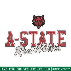 arkansas state logo embroidery design, ncaa embroidery,sport embroidery,embroidery design,logo sport embroidery