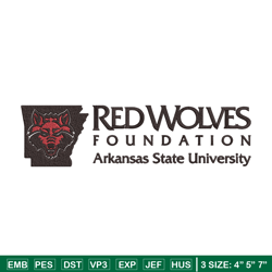 arkansas state logo embroidery design, ncaa embroidery,sport embroidery,logo sport embroidery,embroidery design.