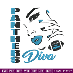 diva carolina panthers embroidery design, carolina panthers embroidery, nfl embroidery, logo sport embroidery.