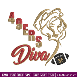 diva san francisco 49ers embroidery design, 49ers embroidery, nfl embroidery, sport embroidery, embroidery design.