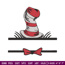 dr seuss hat embroidery design, cat in the hat embroidery, embroidery file, logo shirt, digital download.