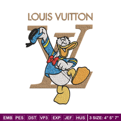 duck cartoon lv embroidery design, lv embroidery, brand embroidery, embroidery file, logo shirt, digital download