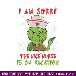 grinch nurse embroidery design,grinch embroidery,chrismas design, embroidery shirt, embroidery file, digital download