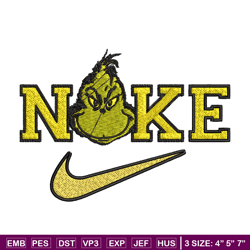 grinch x nike embroidery design, nike embroidery, brand embroidery, embroidery file, logo shirt, digital download