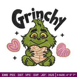 grinchy cute embroidery design, grinch embroidery, embroidery file, chrismas embroidery, anime shirt,digital download