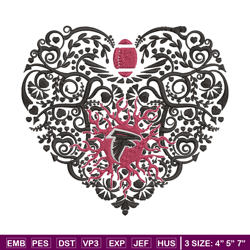 heart atlanta falcons embroidery design, falcons embroidery, nfl embroidery, logo sport embroidery, embroidery design.