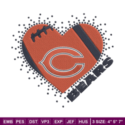 heart chicago bears embroidery design, chicago bears embroidery, nfl embroidery, sport embroidery, embroidery design.