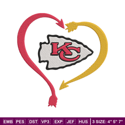 heart kansas city chiefs embroidery design, kansas city chiefs embroidery, nfl embroidery, logo sport embroidery.