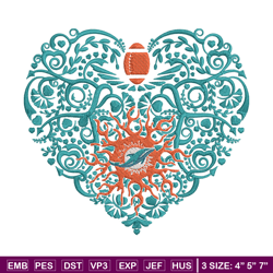 heart miami dolphins embroidery design, miami dolphins embroidery, nfl embroidery, sport embroidery, embroidery design.