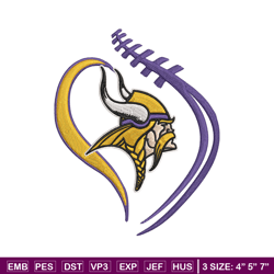 heart minnesota vikings embroidery design, vikings embroidery, nfl embroidery, logo sport embroidery, embroidery design.