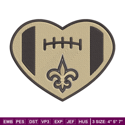 heart new orleans saints embroidery design, new orleans saints embroidery, nfl embroidery, logo sport embroidery.