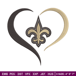 heart new orleans saints embroidery design, saints embroidery, nfl embroidery, sport embroidery, embroidery design