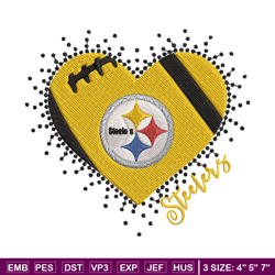 heart pittsburgh steelers embroidery design, pittsburgh steelers embroidery, nfl embroidery, logo sport embroidery.