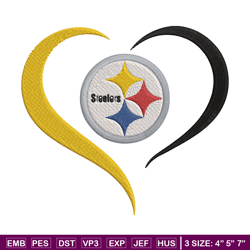 heart pittsburgh steelers embroidery design, steelers embroidery, nfl embroidery, sport embroidery, embroidery design. (