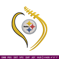 heart pittsburgh steelers embroidery design, steelers embroidery, nfl embroidery, sport embroidery, embroidery design