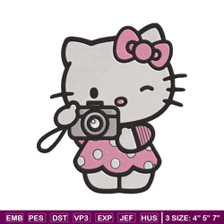 hello kitty camera embroidery design, hello kitty embroidery, embroidery file, anime embroidery, digital download