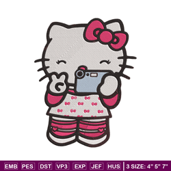 hello kitty selfie embroidery design, hello kitty embroidery, embroidery file, anime embroidery, digital download