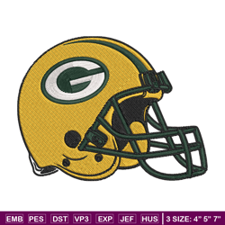 helmet green bay packers embroidery design, green bay packers embroidery, nfl embroidery, logo sport embroidery.