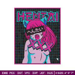hentai poster embroidery design, hentai embroidery, embroidery file, anime embroidery, anime shirt, digital download