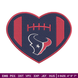 houston texans heart embroidery design, texans embroidery, nfl embroidery, sport embroidery, embroidery design.