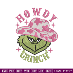 howdy grinch embroidery design, grinch embroidery,chrismas design, embroidery shirt, embroidery file, digital download
