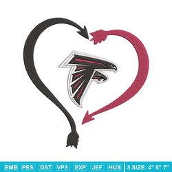 atlanta falcons heart embroidery design, falcons embroidery, nfl embroidery, logo sport embroidery, embroidery design.