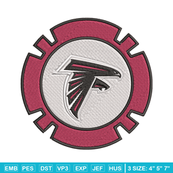 atlanta falcons poker chip ball embroidery design, atlanta falcons embroidery, nfl embroidery, logo sport embroidery.