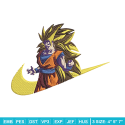 Goku ssj 3 Embroidery Design, Dragonball Embroidery, Embroidery File, Nike Embroidery, Anime shirt, Digital download