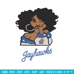 kansas jayhawks girl embroidery design, ncaa embroidery, embroidery design, logo sport embroidery,sport embroidery