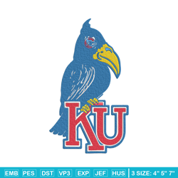 kansas university logo embroidery design, ncaa embroidery, sport embroidery,logo sport embroidery,embroidery design