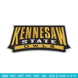 kennesaw state owls logo embroidery design, ncaa embroidery, sport embroidery, logo sport embroidery,embroidery design.