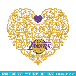los angeles lakers heart embroidery design, nba embroidery, sport embroidery, embroidery design, logo sport embroidery.