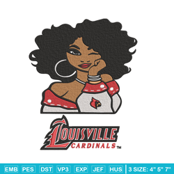 louisville cardinals girl embroidery design, ncaa embroidery, embroidery design, logo sport embroidery,sport embroidery