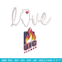uic flames logo embroidery design, ncaa embroidery, sport embroidery,embroidery design,logo sport embroidery