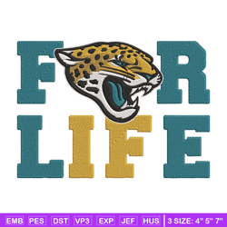 jacksonville jaguars for life embroidery design, jacksonville jaguars embroidery, nfl embroidery, logo sport embroidery.