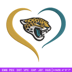 jacksonville jaguars heart embroidery design, jacksonville jaguars embroidery, nfl embroidery, logo sport embroidery
