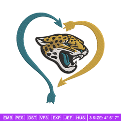 jacksonville jaguars heart embroidery design, jaguars embroidery, nfl embroidery, sport embroidery, embroidery design.