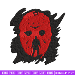 jason voorhees embroidery design, horror embroidery, horror design, embroidery file, logo shirt, digital download.