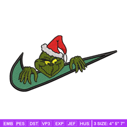 nike x grinch embroidery design, chrismas embroidery, nike design, embroidery shirt, embroidery file,digital download