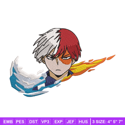 nike x todoroki embroidery design, my hero academia embroidery, nike design, anime design, anime shirt, digital download