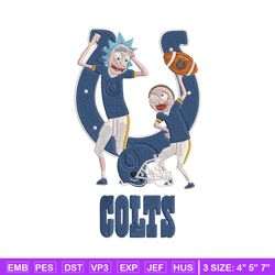 rick and morty indianapolis colts embroidery design, indianapolis colts embroidery, nfl embroidery, sport embroidery.