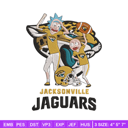 rick and morty jacksonville jaguars embroidery design, jacksonville jaguars embroidery, nfl embroidery, sport embroidery